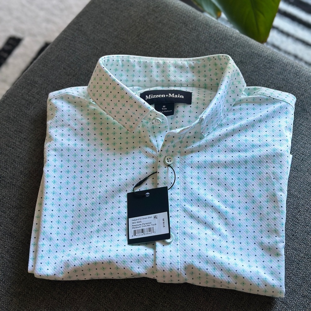 Mizzen+Main Light Green Patterned Casual Shirt